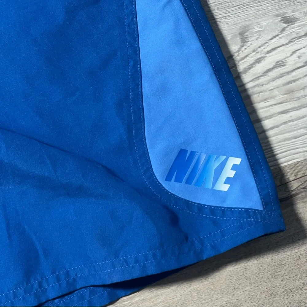 Nike‎ Swim Trunks Shorts Mens Large Blue Pockets Embroidered Swoosh 7